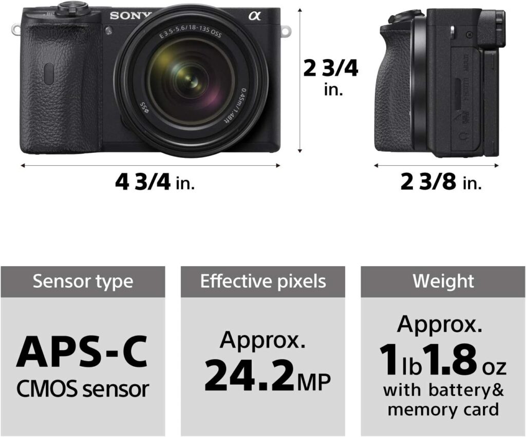 tamaño y especificaciones de la cámara Sony Alpha a6600