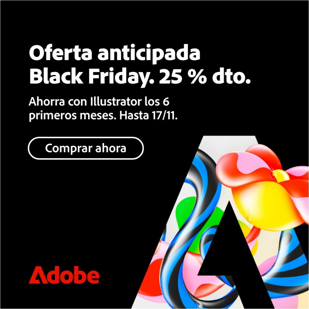 oferta de black friday 25% de descuento en Adobe Illustrator